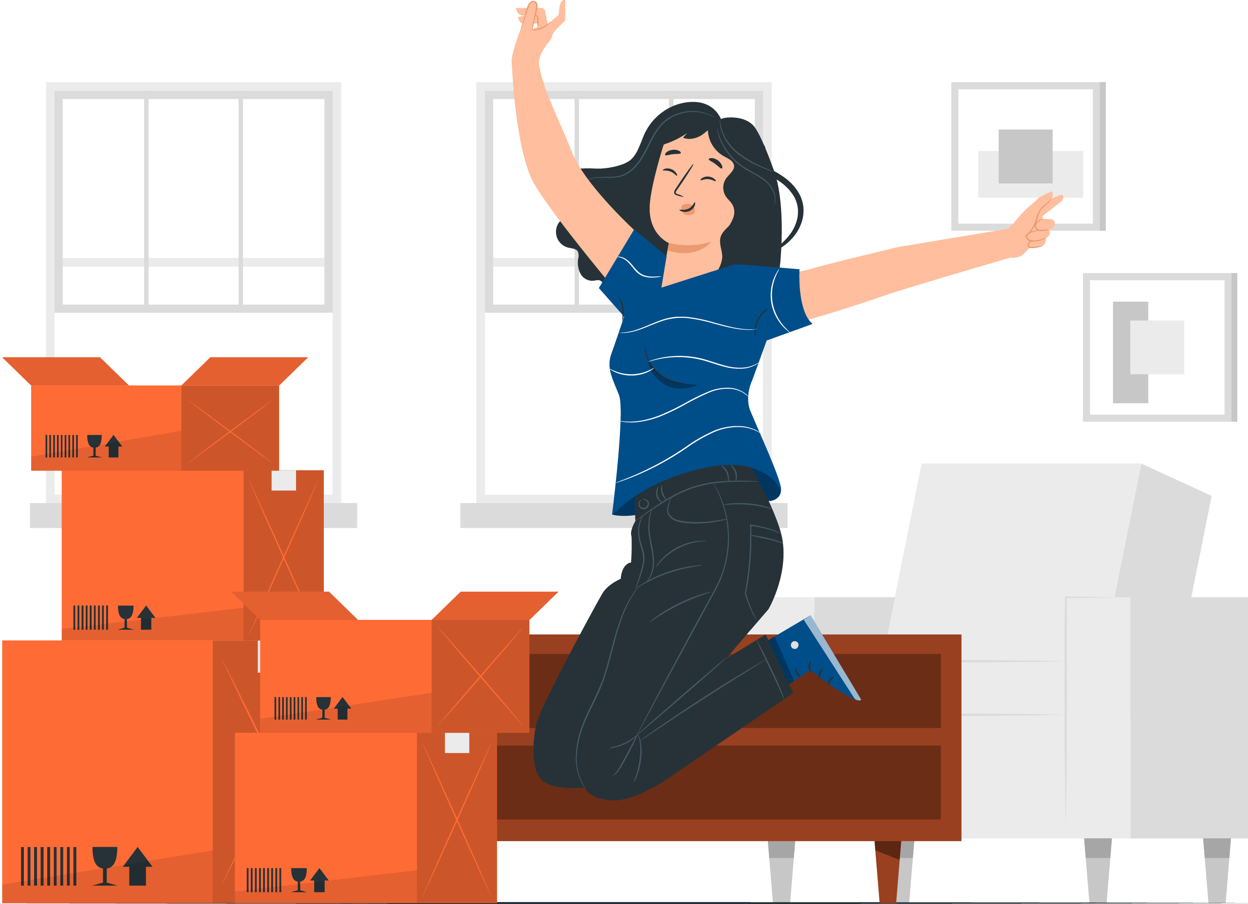 Illustration of a person moving into their new home